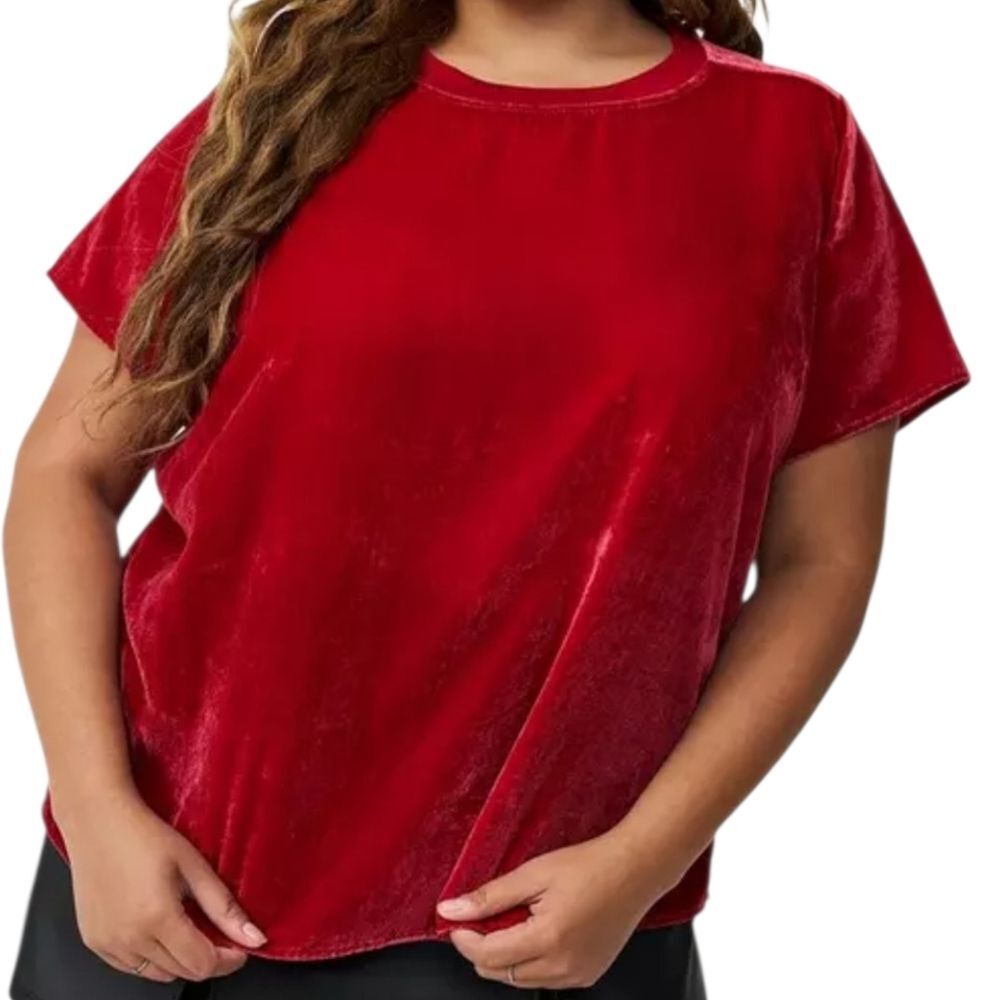 Blair Red Velvet Short Sleeve Top 2XL